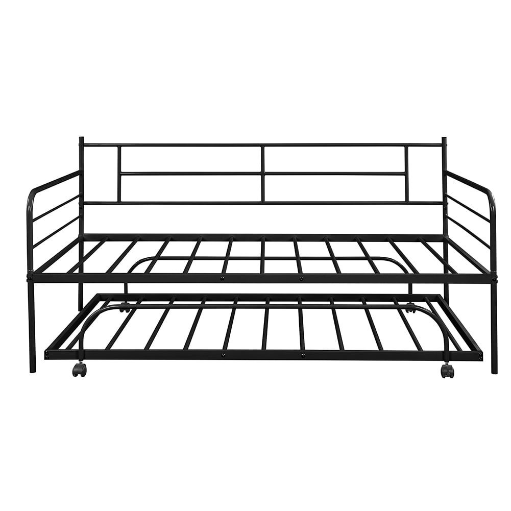 Resenkos Twin Size Metal Daybed with Trundle,Metal Bedframe for Kids/Teens/Adults,Black Resenkos Twin Size Metal Daybed with Trundle,Metal Bedframe for Kids/Teens/Adults,Black