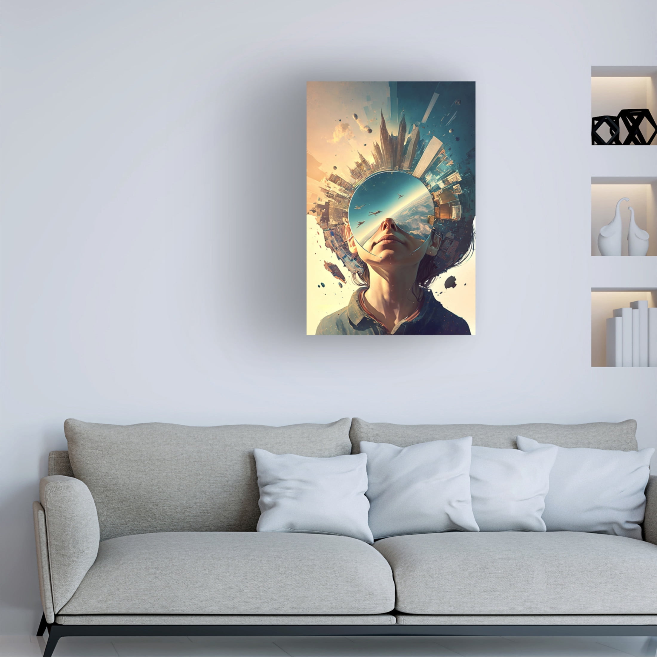 Canvas Wall Art - Ray Heere 'Surrealistic Selfies 2' Wall Art for Living Room, Bedroom, or Office Décor by Trademark Fine Art - 12 x 19 Inches