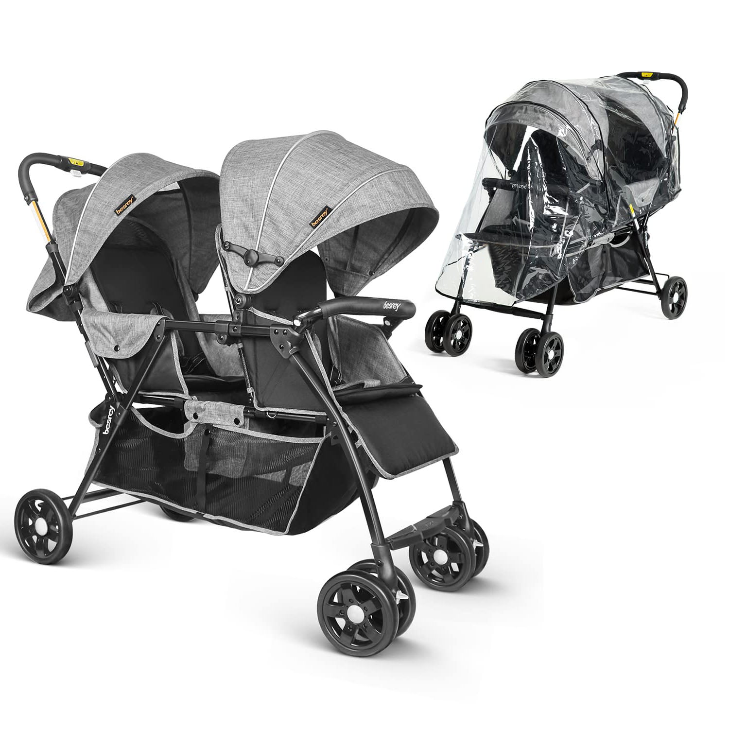 Double Baby Stroller Infant Twin Jogging Buggy Carriage Tandem Car Seat Fold New 