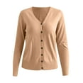 thumbnail image 4 of Odeerbi Cardigan for Women Knitted Sweater Buttons Short Coat Long Sleeve 2025 Casual Solid Cardigan Blouse Beige, 4 of 4