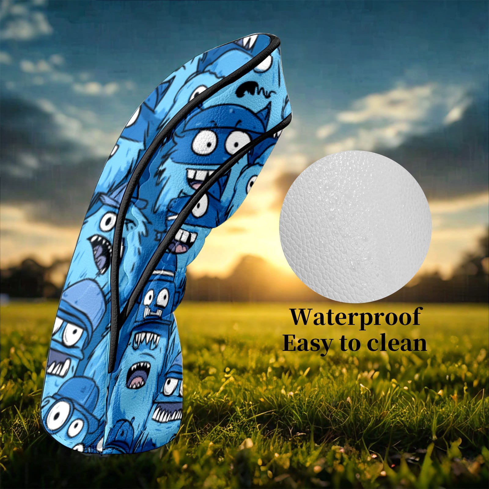 Golf Club Head Covers Monster Premium Plush Velvet Lining, Waterproof Golf Headcovers Driver & Fairway Woods for Scratch Protection Novelty Gift for Men & Women