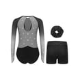 thumbnail image 2 of TSSOE Girls 3-Piece Gymnastic Leotards Gradient Rhinestones Sparkling Ballet Dance Outfit with Shorts Set Grey 16, 2 of 7
