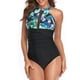 thumbnail image 3 of Traje de baño estampado, traje de baño de una pieza para mujer, traje de baño con panel de malla, traje de baño de una pieza multifuncional, 3 of 7
