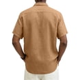 thumbnail image 3 of Men's Linen Shirts Short Sleeve Casual Shirt Oversized Summer Lightweight Button Down Beach Vacation Tops Ginger M, 3 of 3
