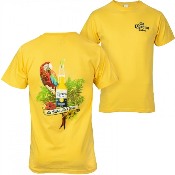 Corona Extra Parrot La Vida Mas Fina Banana Front and Back T-Shirt-Medium