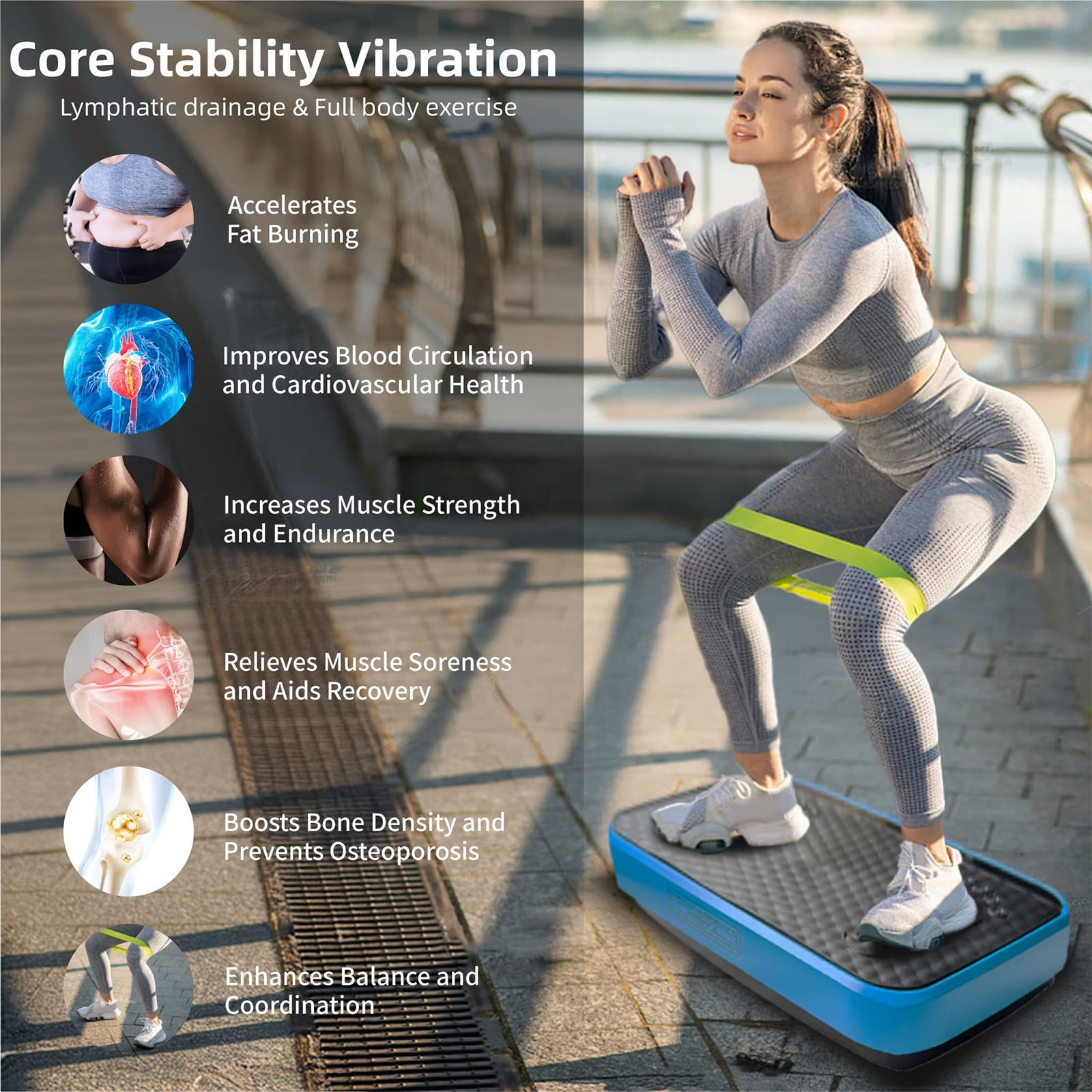 WEGFTDUOP Vibration Plate Exercise Machine with 120 Speed Levels - Vibrate Stand Shake-Whole Body Workout Platform for Weight Loss & Lymphatic Drainage