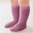 thumbnail image 2 of HAiming Kids Crew Socks Double Needle Mid Tube Solid Color Ribbed Knit Children's Sock for Boys Girls, 2 of 4
