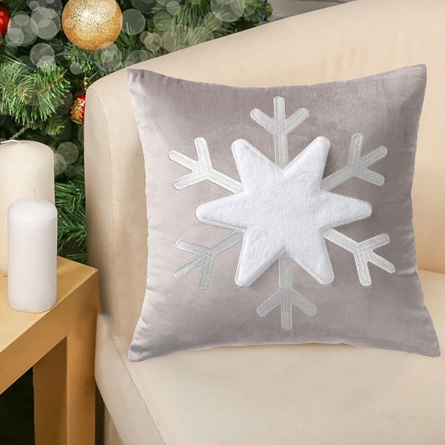 Xihbxyly Funda de Almohada Navideña, Cojín Decorativo Navideño, Lino, Cremallera Invisible, Lavable a Máquina, Ideal para Salón, Rojo, Gris y Rosa, 45 X 45 Cm.