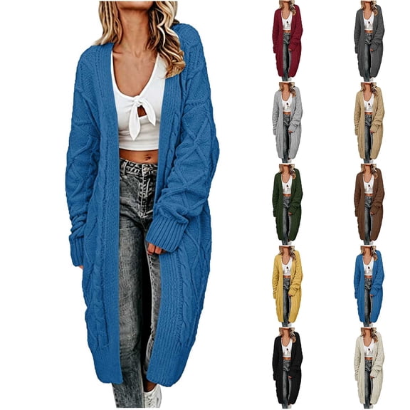 Brqkzdu Long Knit Cardigan Sweaters for Women Long Sleeve Open Front Cardigans Fall Winter Loose Soft Comfy Sweater Cardigan with Pockets