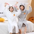 thumbnail image 4 of LYMAYTER Kids Boys Girls Robe Bathrobe Comfort Cute Rabbit Bathrobe Autumn Winter Warm Bathrobe for Toddler 6-12Y, 4 of 8