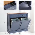 thumbnail image 3 of Tilt Out Trash Can Cabinet with Double Hidden Trash Bin Holder, Kitchen Free Standing Recycling Cabinet,Dog Proof Trash Can,Wood, Blue, 3 of 9