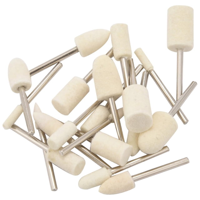 20Pcs Wool Felt Mounted Mandrel Polishing Buffing Wheels Grinding Bits Grinder Head Polish Watch Jew