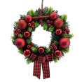 thumbnail image 2 of Senmasine-corona de puerta delantera de 30cm, adornos con purpurina, pino Artificial decorativo, Pvc, colgante, lazo rojo a cuadros, coronas de Navidad, 2 of 4
