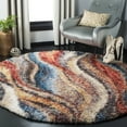 thumbnail image 2 of SAFAVIEH Gypsy Luigi Abstract Area Rug, Rust/Blue, 8' x 8' Round, 2 of 8
