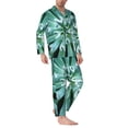 thumbnail image 2 of Lsque Teal Cactus Pattern Long Sleeve Pajama Set for Men - Soft 2-Piece Sleepwear and Loungewear Set with Pockets, Comfy Nightwear-XX-Large, 2 of 7