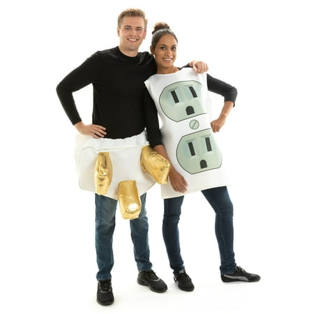 Hauntlook Socket and Plug Couples Halloween Costume - One-Size Funny Adult Unisex Suits