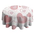 thumbnail image 4 of Pink Love Heart Valentine's Day Round Table Cloth,Wrinkle Resistant Table Cover with Polyester,Waterproof Reusable Tableclothes for Easter Birthday Picnic Wedding (Round,60x60inch), 4 of 6