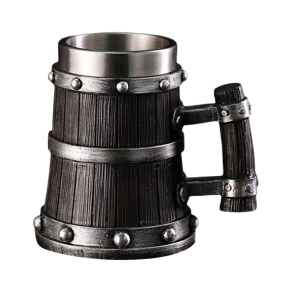 yotijay Wood Barrel Beer Mug 600ml Supplies Tea Mug for Unique Gifts