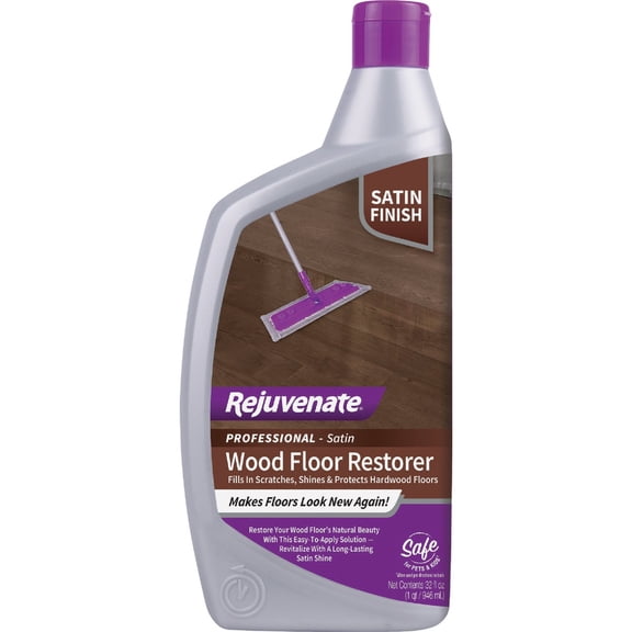 Rejuvenate Professional Wood Floor Restorer and Polish with Durable Finish Non-Toxic Easy Mop On Application Satin Finish 32oz
