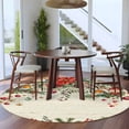thumbnail image 3 of Round Rugs 7 Ft, Red Christmas Non Slip Area Rugs for Kitchen Bedroom Entryway, Xams Tree Winter Poinsettia Pine Cones Farmhouse Washable Carpet Runner Rug Floor Mats for Bedroom Home Decor, 3 of 9