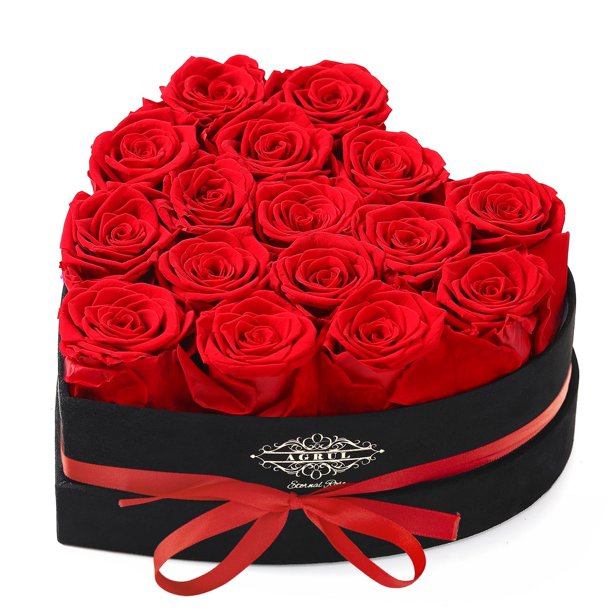 Flores preservadas Agrul para el Día de la Madre, 16 unidades, rosas rojas para ella