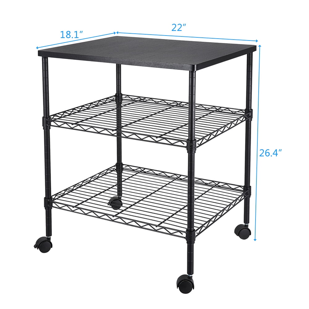 Kepooman 3-Tier Mobile Printer Stand Kitchen Rolling Utility Microwave Cart for Home Office, Black Kepooman 3-Tier Mobile Printer Stand Kitchen Rolling Utility Microwave Cart for Home Office, Black