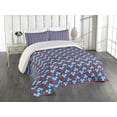 thumbnail image 2 of Ladybug Coverlet, Strawberries Flowers Summer Season Vibes Vibrant Joyful Growth Fruit Design, 3 Piece Decorative Quilted Bedspread Set with 2 Pillow Shams, Queen Size, Blue Ruby, by Ambesonne, 2 of 4