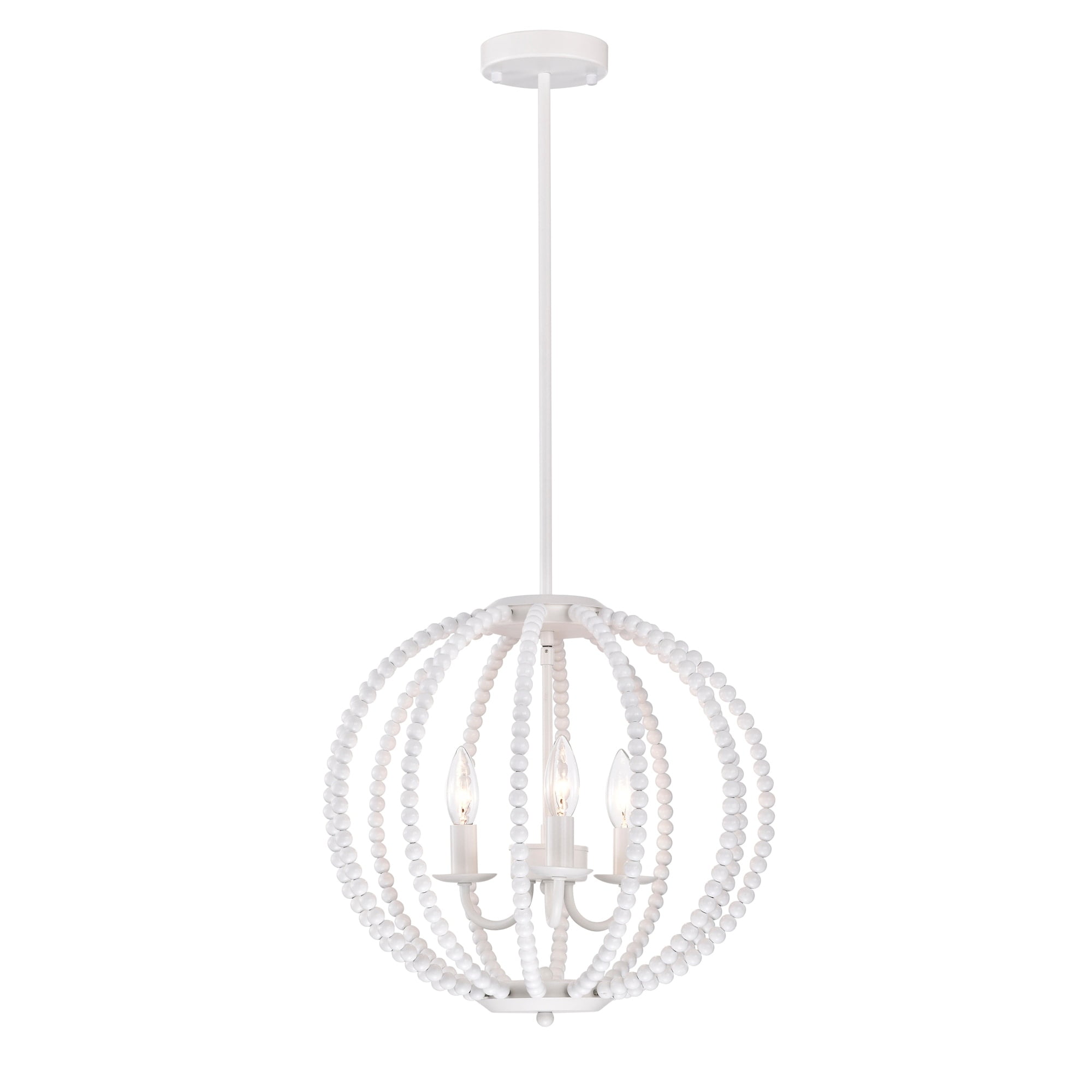 Arni 16 in. 3-Light Indoor Gloss White Finish Chandelier with Light Kit