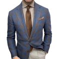 thumbnail image 2 of ZenCart Men Suit Coat Lapel Long Sleeve Slim Fit Suit Jacket with Pocket Plaid Print Retro Style Business Outerwear, 2 of 8