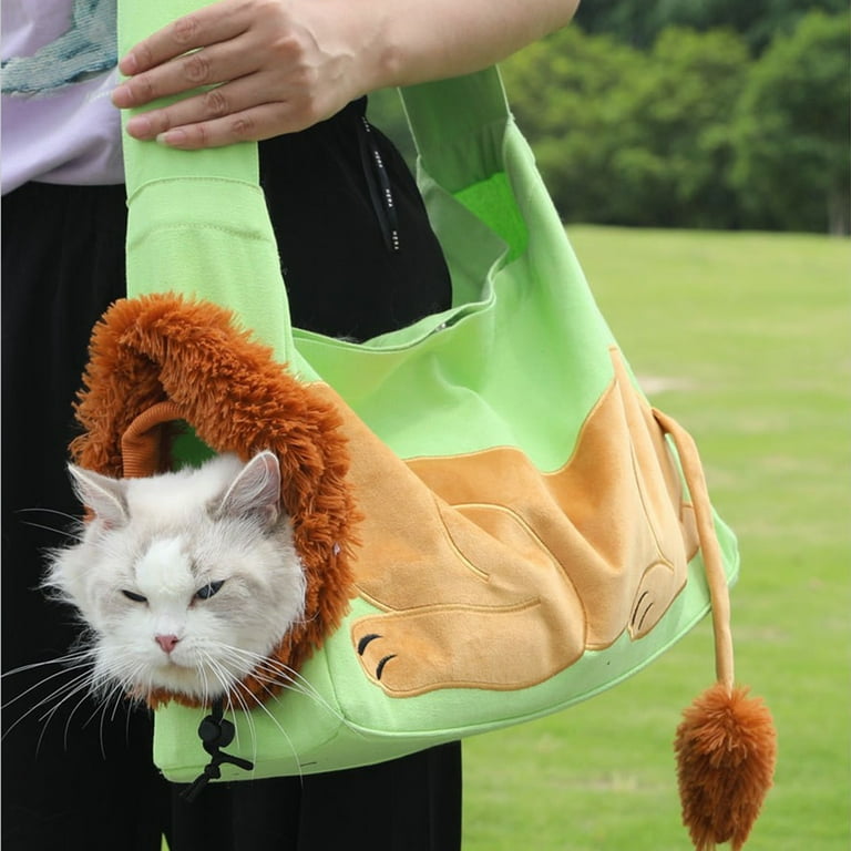 Pet Canvas Shoulder Bag Lion Shaped Cute Cat Carrier Portable Pet - Main Image