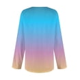 thumbnail image 4 of Womens Tops Women's Fashion Casual Gradient Printed V-Neck Long Sleeve Button T-Shirt Top, 4 of 5