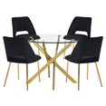 thumbnail image 1 of Round 45" x 45" 5pc Clear Glass Dinette Set with Black Chairs, 1 of 7