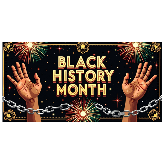 Black History Month Celebration Banner Fireworks and Diversity Hands Backdrop for Cultural Events Party Decorations Photography Props Background