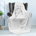 thumbnail image 4 of I am a Princess Soft Flannel Fleece Throw Blanket, Kids Cartoon Little Girl Fairy Dress with a Crown Childish Doodle, Cozy Plush for Indoor and Outdoor Use, 70" x 90", Black and White, by Ambesonne, 4 of 5