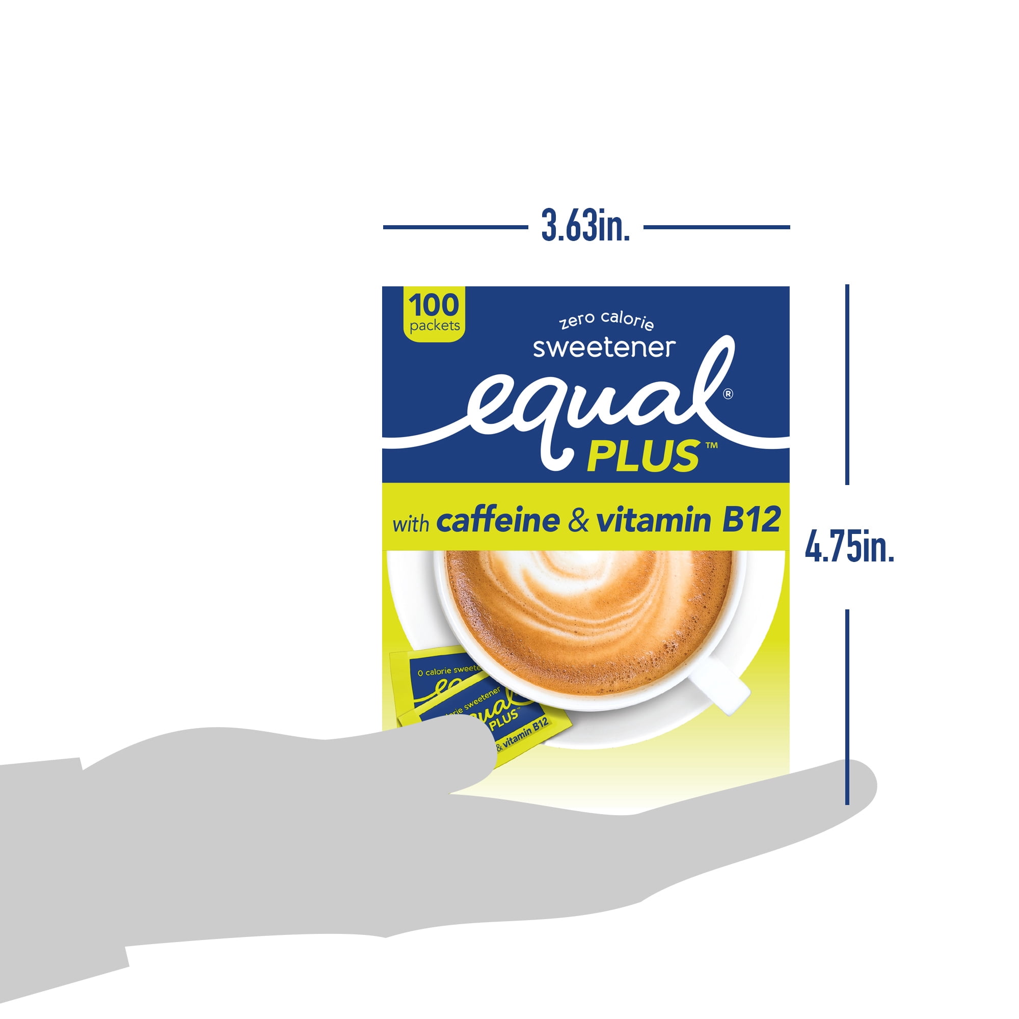 Equal PLUS Sweetener Packets with Caffeine and Vitamin B12, 100 Ct.