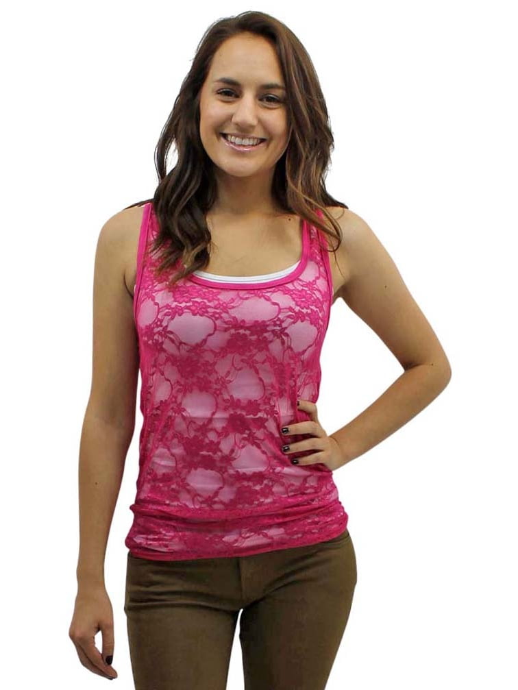 Luxury Divas Lace See Thru Tank Top