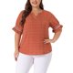 thumbnail image 1 of Blusas de mujer de tallas grandes Agnes Orinda con puntos, cuello en V, volantes, manga corta, tops bohemios de primavera y verano 1X Naranja, 1 of 8