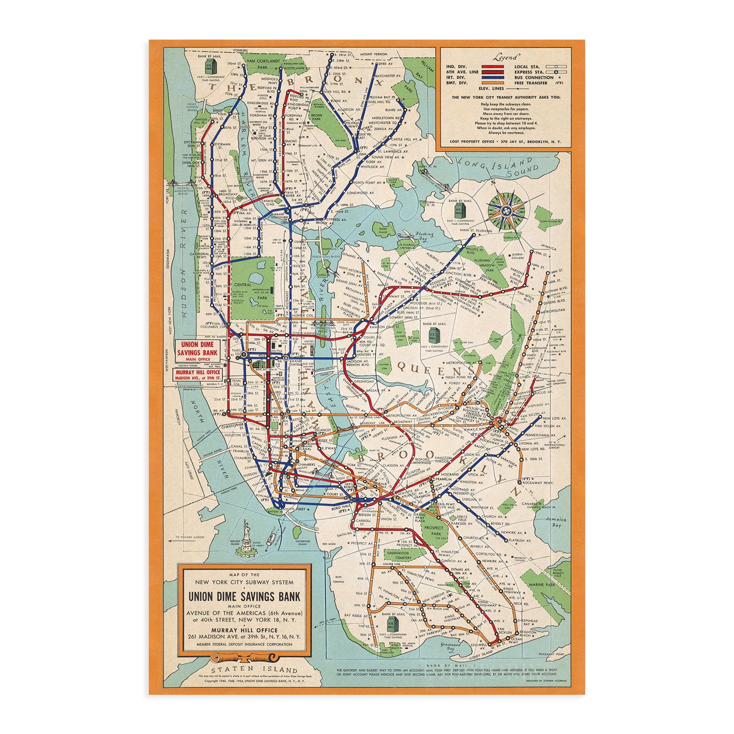 1954 New York City Subway Map Poster - Vintage Map Wall Art - New York Subway  Map Art - NYC Subway Poster - NYC Subway Map Art - New York City Map Poster  - Walmart.com