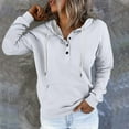 thumbnail image 2 of WZXFASHION Chandail à Manches Longues pour Femmes, Couleur Unie, Mode Décontractée, avec Boutons et Poche, Rabais de 50 %, Liquidation, Léger, Chandail à Capuchon à Fermeture Éclair, 2 of 6
