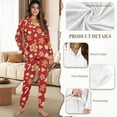 thumbnail image 6 of DISNIMO Women's Two Piece Pajamas Sets Cookies Printed Long Sleeve Button Down Sleepwear with Long Pants Casual Loose Lounge Set with Pocket, 6 of 7