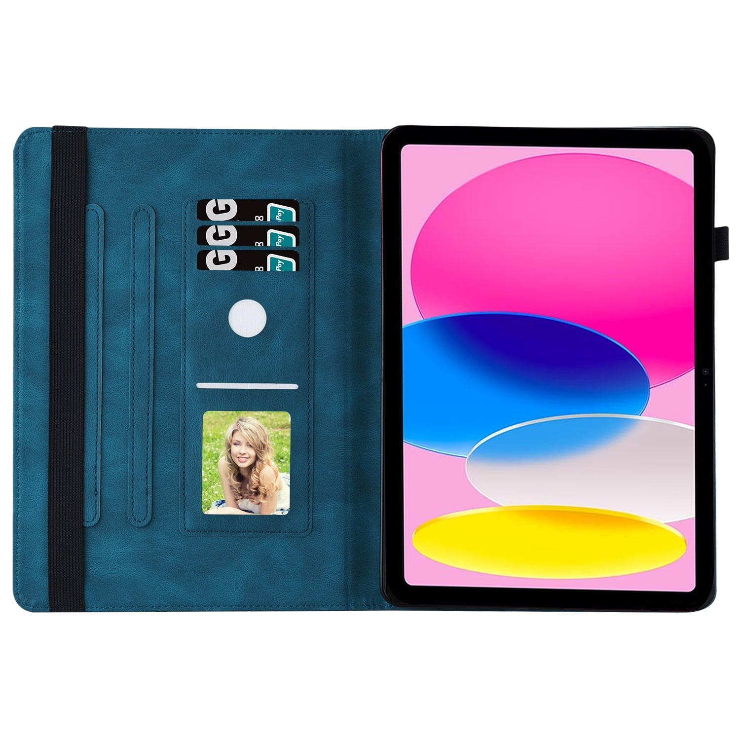 TECH CIRCLE iPad Case for iPad 10th Generation 2022, Slim Folio Stand Butterfly Embossed PU Leather Magnetic Wallet Cover with Pencil Holder & Elastic Strap for iPad 10th Generation 10.9" 2022,Blue