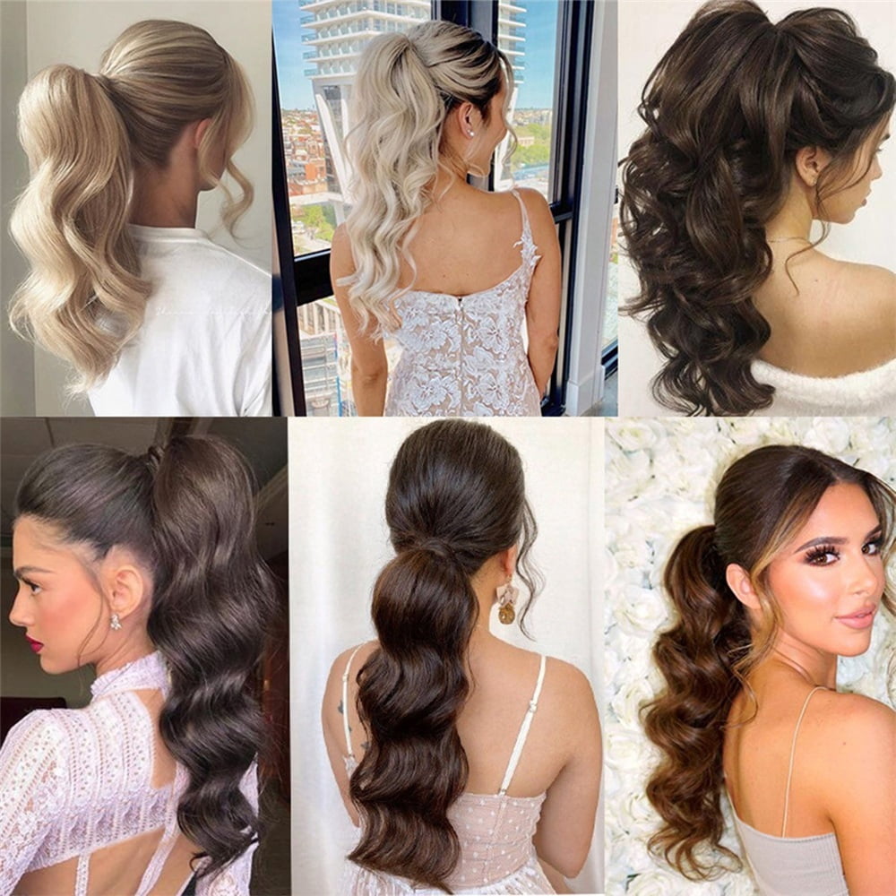 Long Wavy Curly Ponytail Hair Extension 18" Synthetic Claw Clip Ponytail Fake Hair Piece