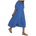 thumbnail image 1 of Robes Noires pour les Femmes de la Mode Femmes Lâches Couleur Unie O-Cou Manches Courtes Robe Décontractée, 1 of 5