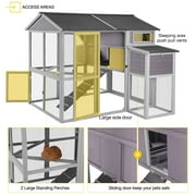 Aivituvin Wooden Chicken Coop for 8 - 10 Chicken, Extra Large with Nesting Box Gray