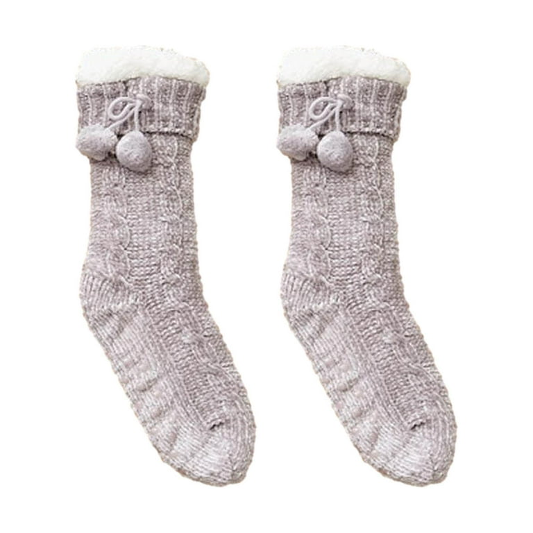 Lilgiuy Women Slipper Fuzzy Socks Winter Thick Warm Cozy Soft Fleece Non  Slip Indoor Socks Christmas Gifts for Her Blue