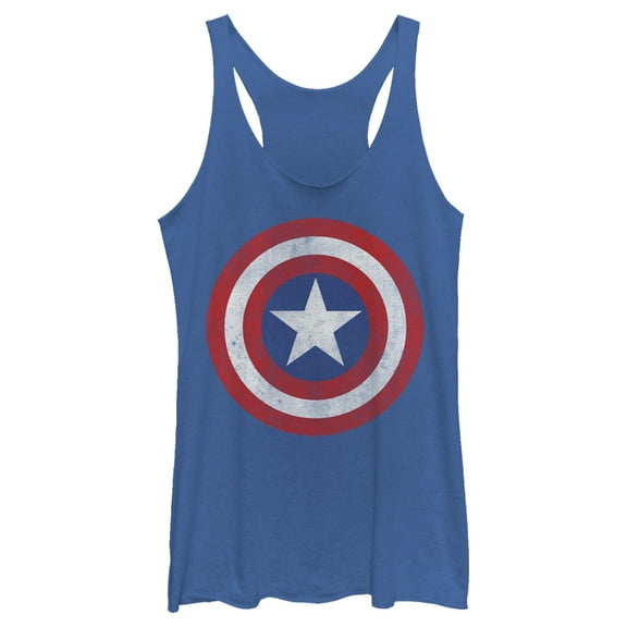 Women's Marvel America Classic Shield Racerback Tank Top Royal Blue Heather X Small