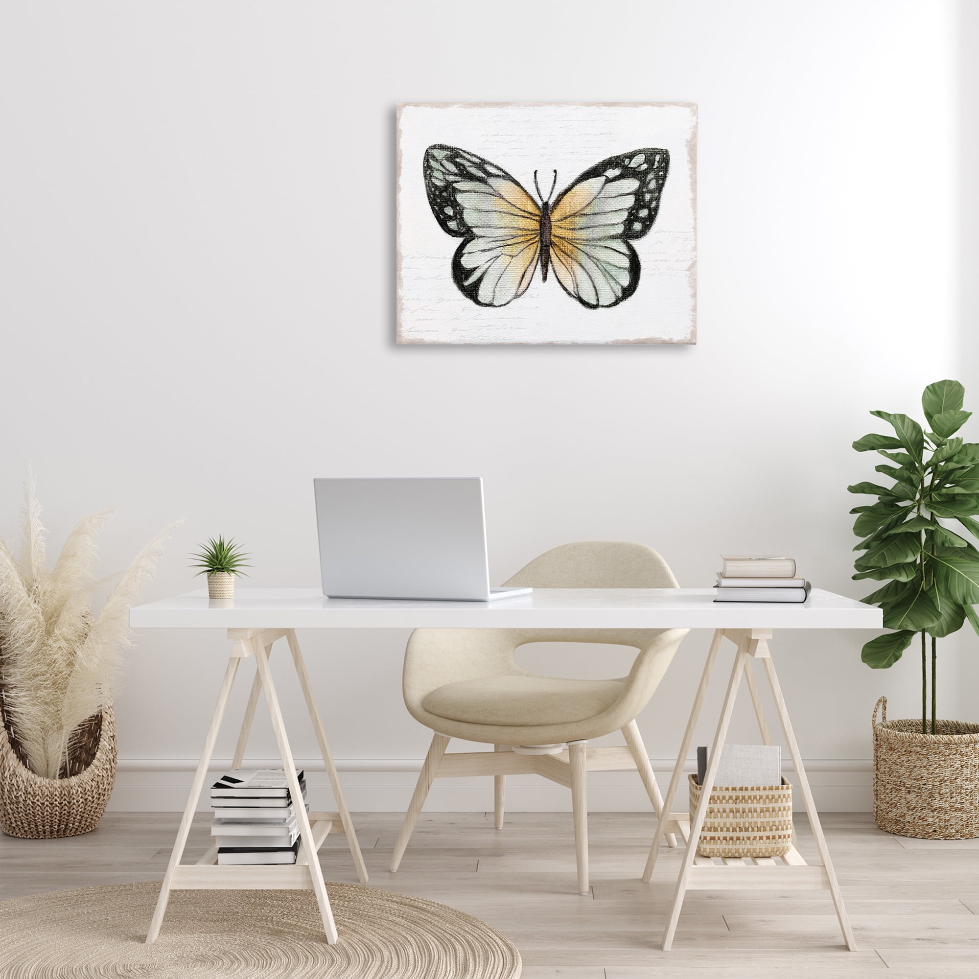 Stupell Industries Monarch Butterfly Visage Animals Painting Wrapped Canvas Art Print Wall Art, 30 x 24