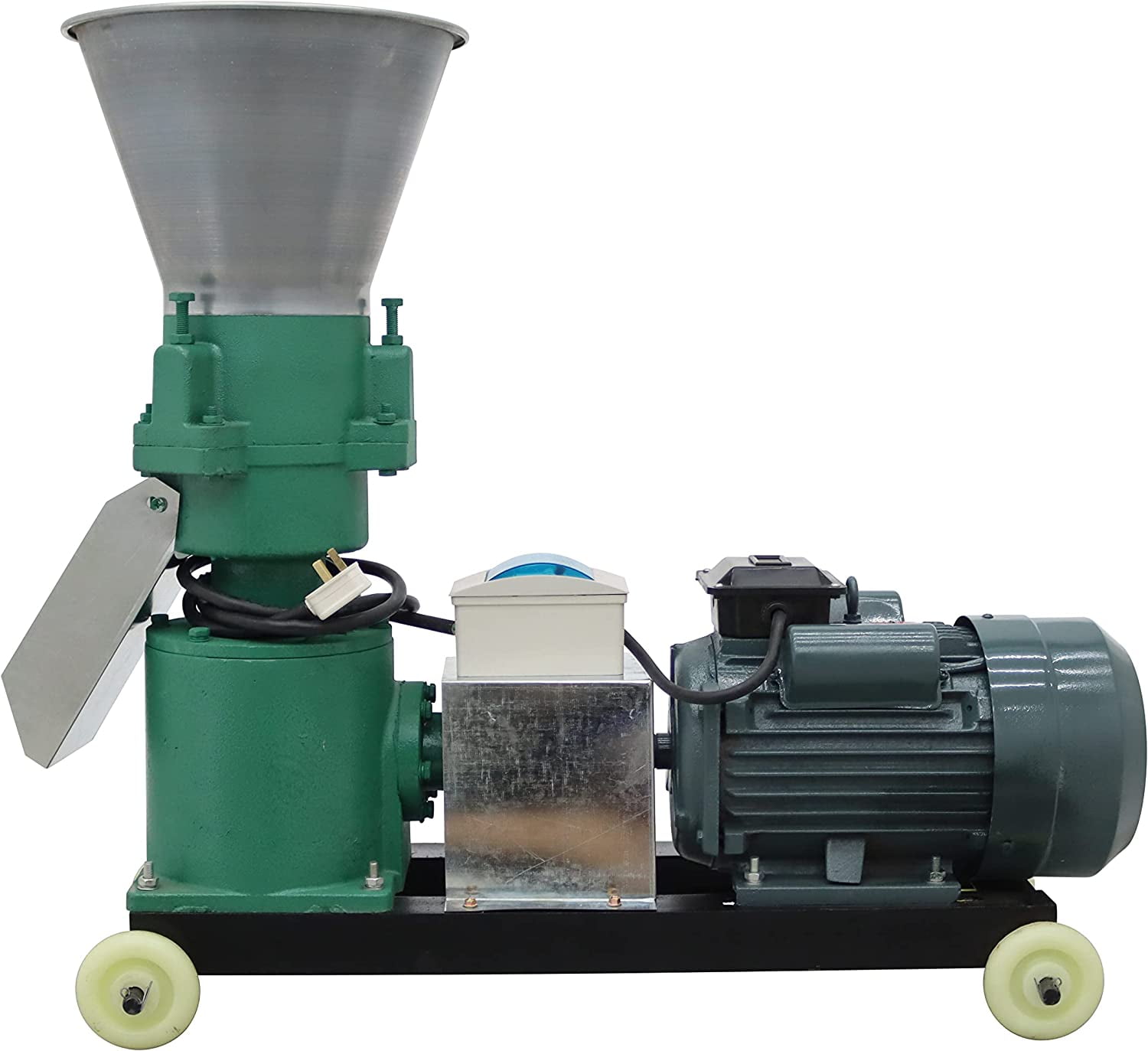 EQCOTWEA 5mm Animal Pellet Feed Mill Machine with 3 Head Rollers Granulator for Fish Chicken Duck Rabbit 220V 200KG/H
