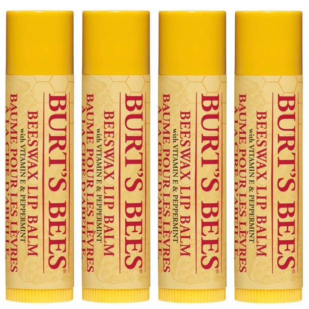 4Pack Burt's Bees Beeswax Lip Balm w/ Vitamin E and Peppermint