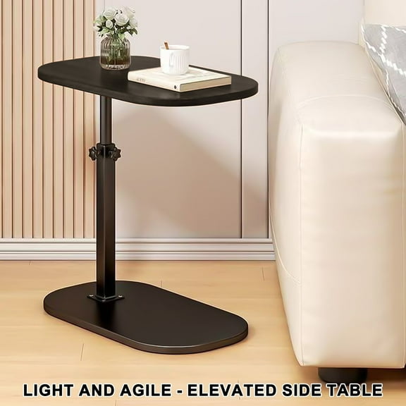 VEGCOOI Adjustable TV Tray Table Side Table Tray, C Table End Table, Bamboo Table, 360°Swive Adjustable Height Tray Table for Bed or Sofa, Living Room, Bedroom TV Tray Table with Phone and Tablet